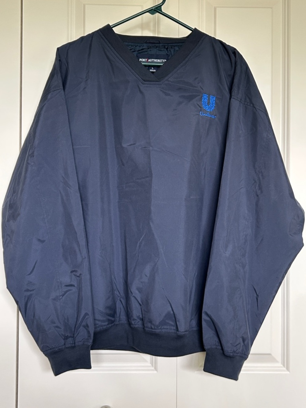 Port Authority Navy Windbreaker Pullover with Unilever Embroidered Logo